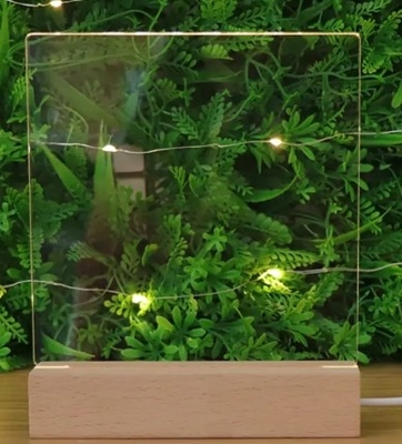 주문 빠른 배달 LED 아크릴 조명 스탠드 나무 기반 밤 램프 장식 online manufacture