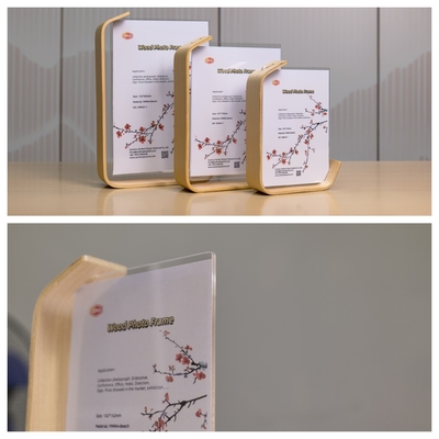 목재 기판을 가진 맞춤 맑은 투명한 8x10 L 모양의 아크릴 사진 프레임