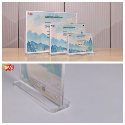 테이블용 종이 디스플레이 랙에 있는 자석 10x20cm T 모양의 아크릴 표지 기기